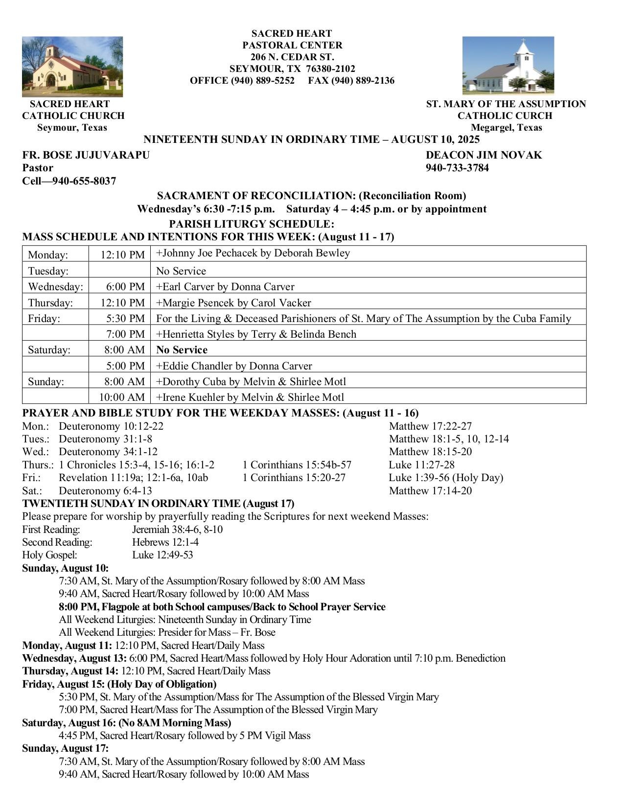 august 10, 2025 Bulletin