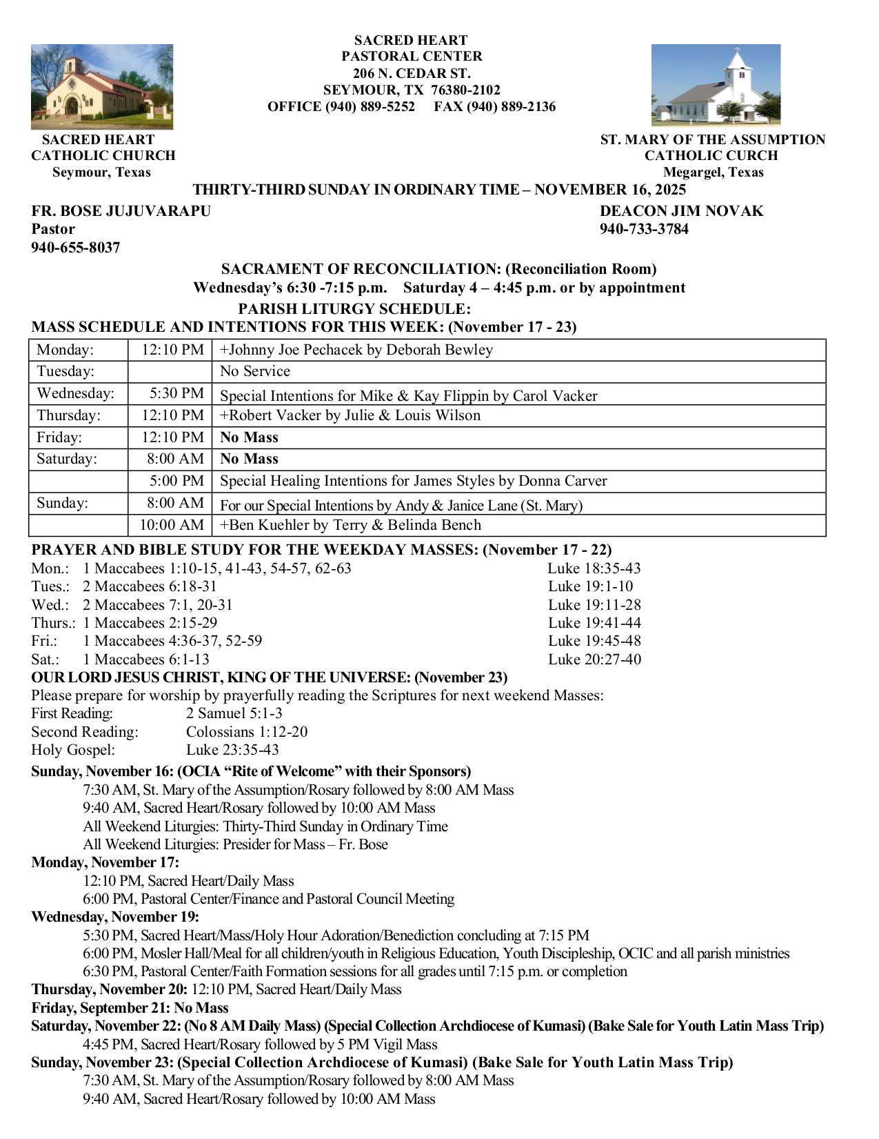 november 16, 2025 Bulletin