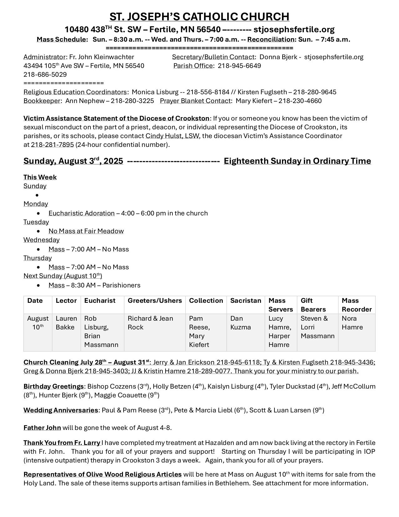 august 3, 2025 Bulletin