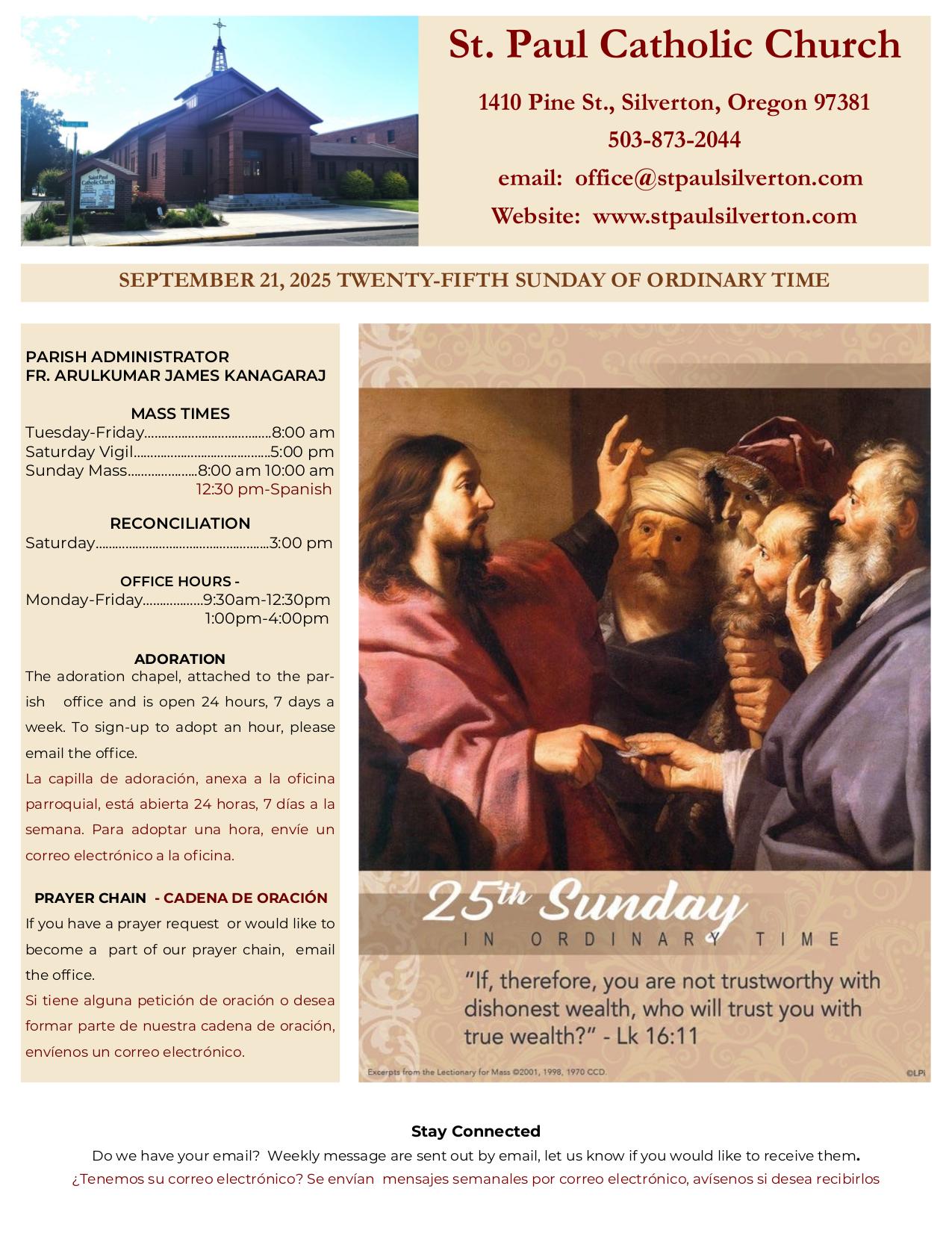 september 21, 2025 Bulletin
