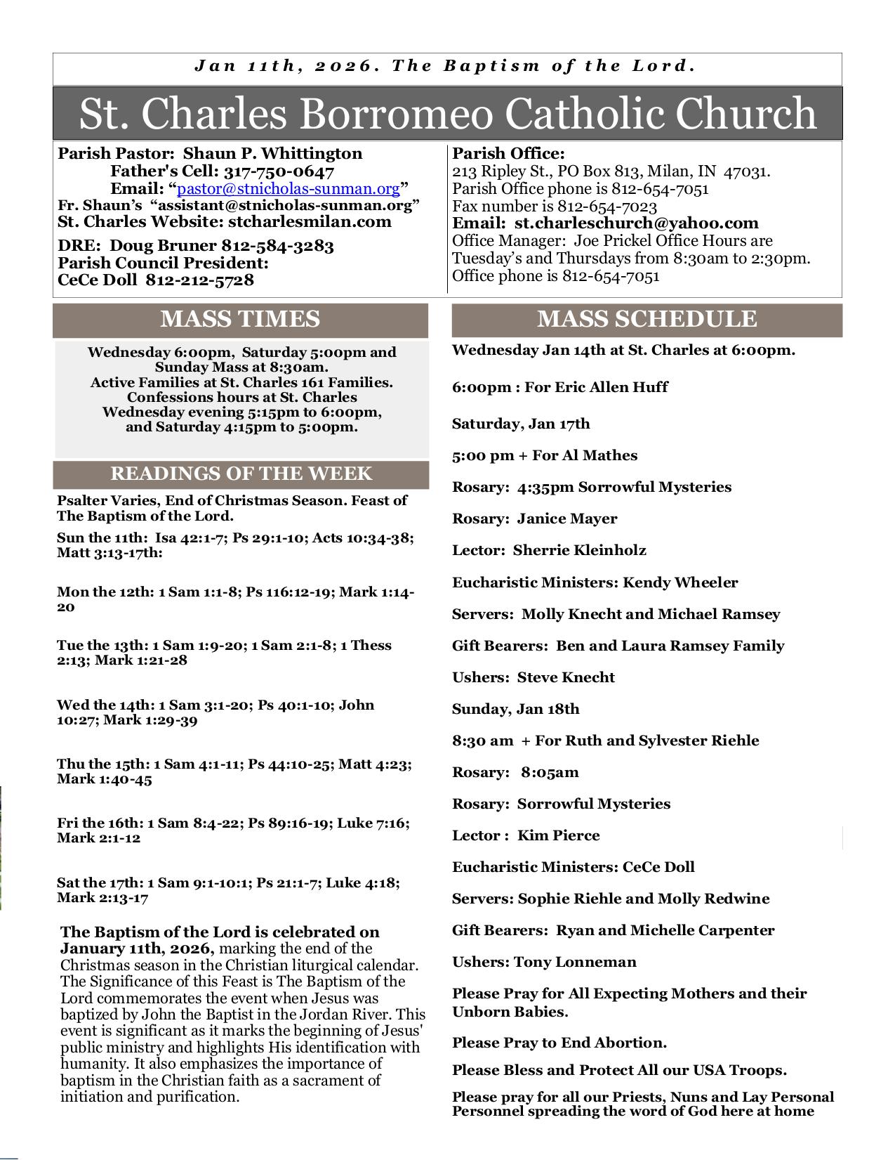 january 11, 2026 Bulletin