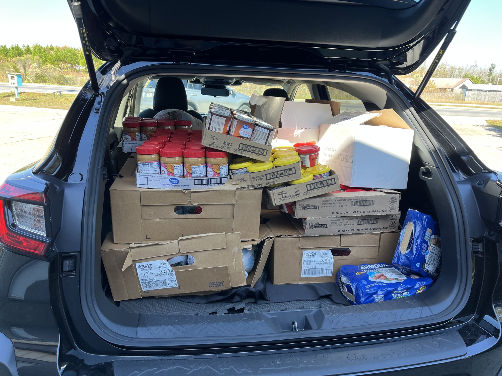 car hatchback filled with food