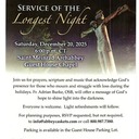 Longest Night Service Planned for Saturday, December 20
