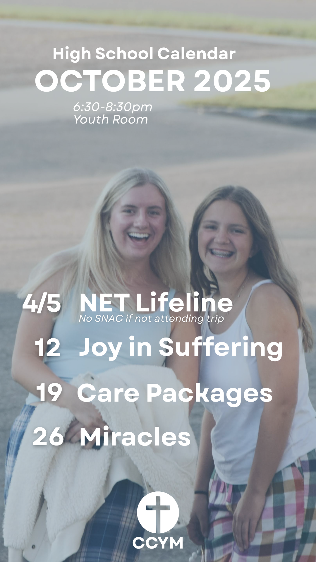 High School Youth Ministry Group Calendar October 2025