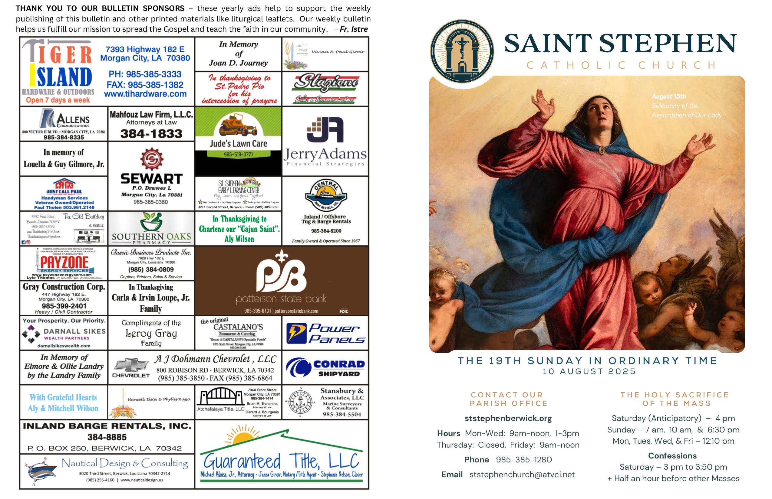 august 10, 2025 Bulletin