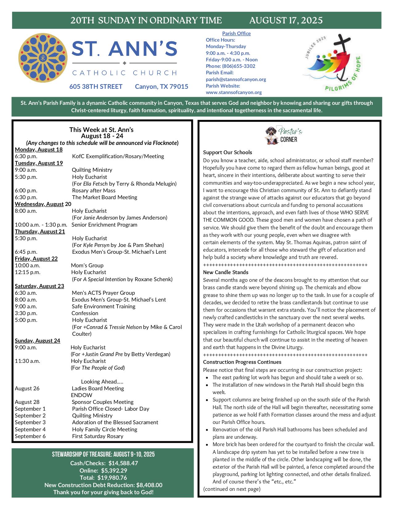 august 17, 2025 Bulletin