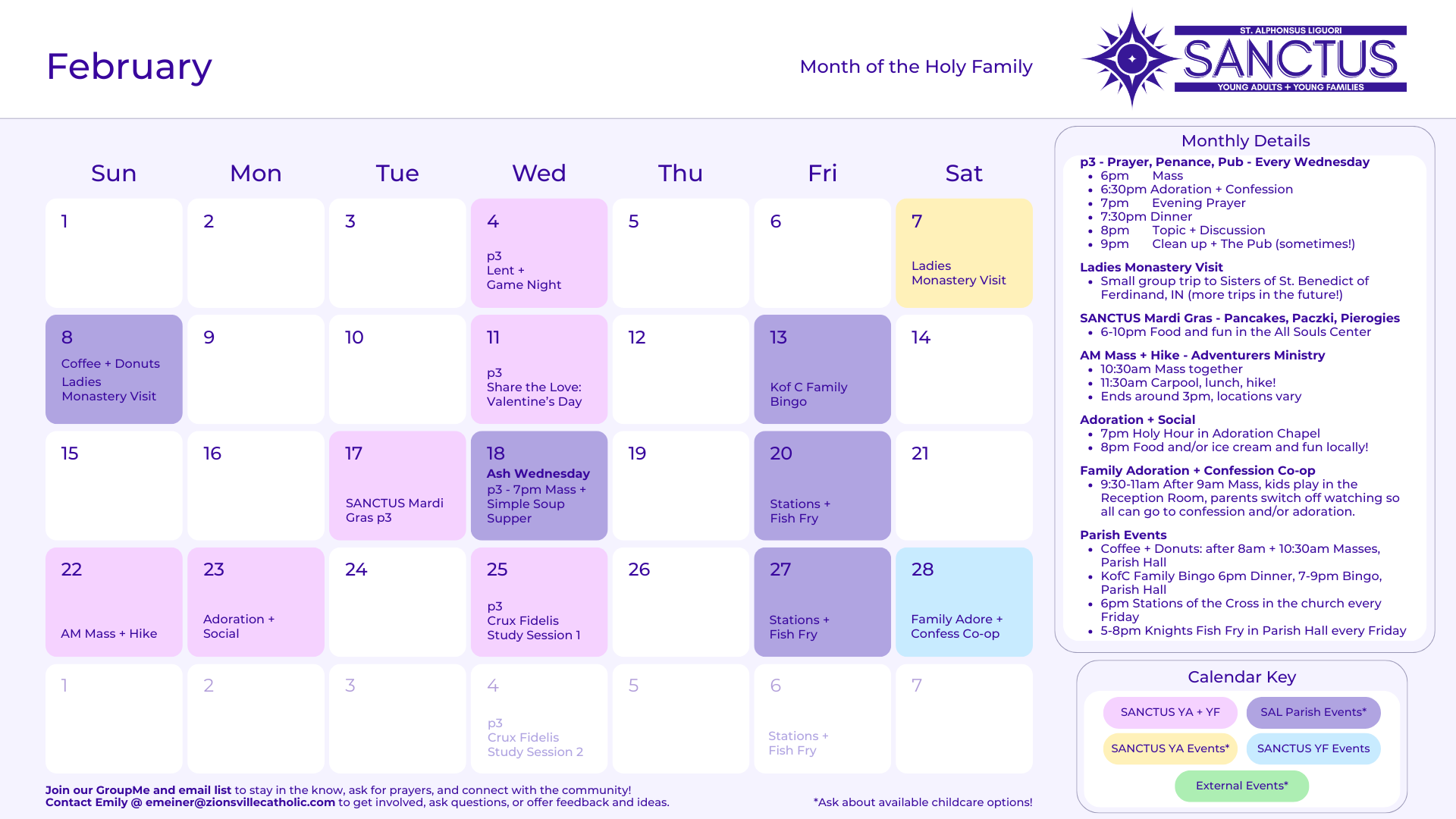 SANCTUS February 2026 Calendar