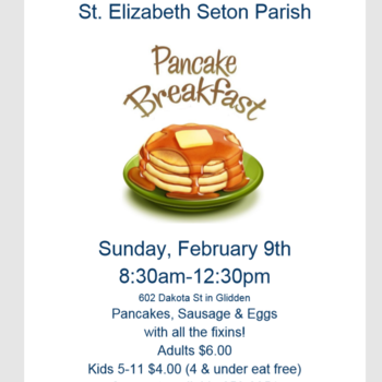 St Elizabeth Ann Seton Pancake Breakfast - Feb 9 8:30 - 12:30