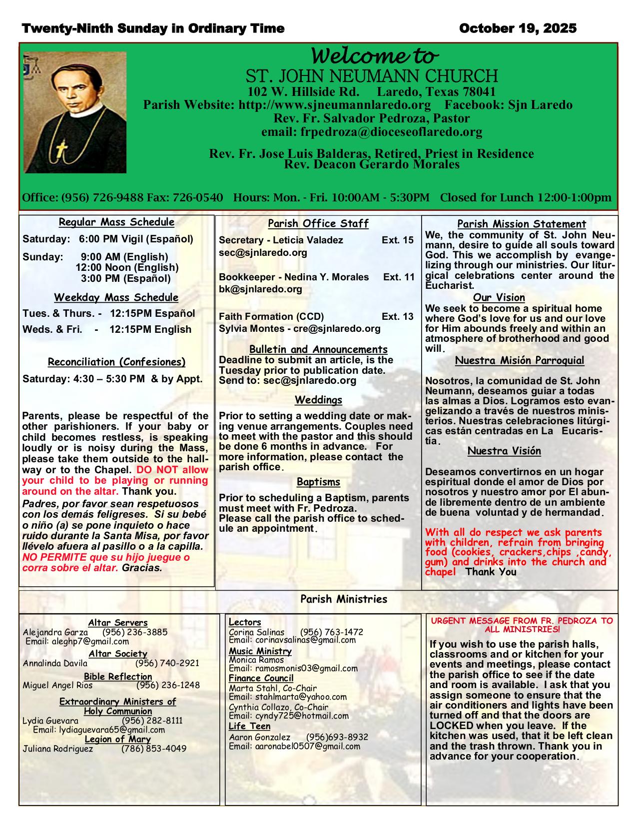 october 19, 2025 Bulletin