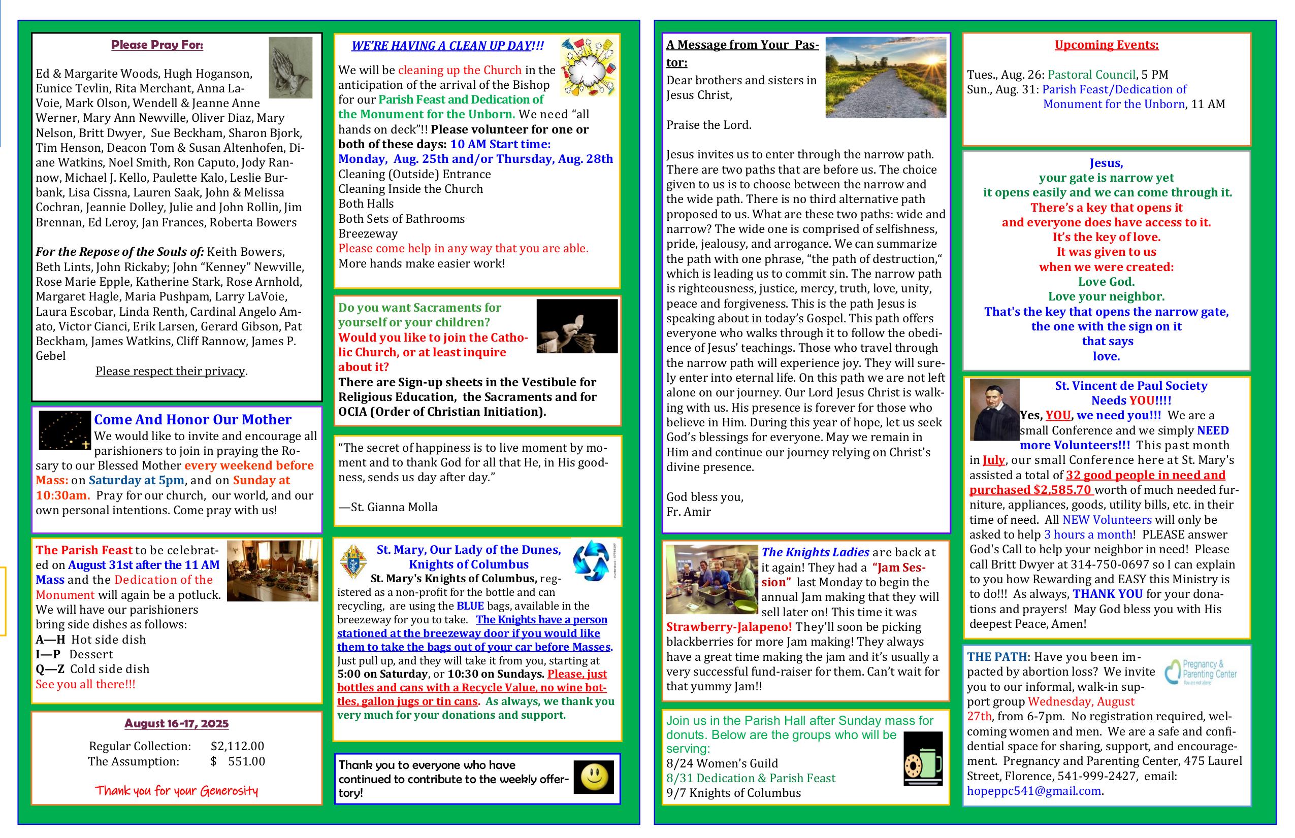 august 24, 2025 Bulletin