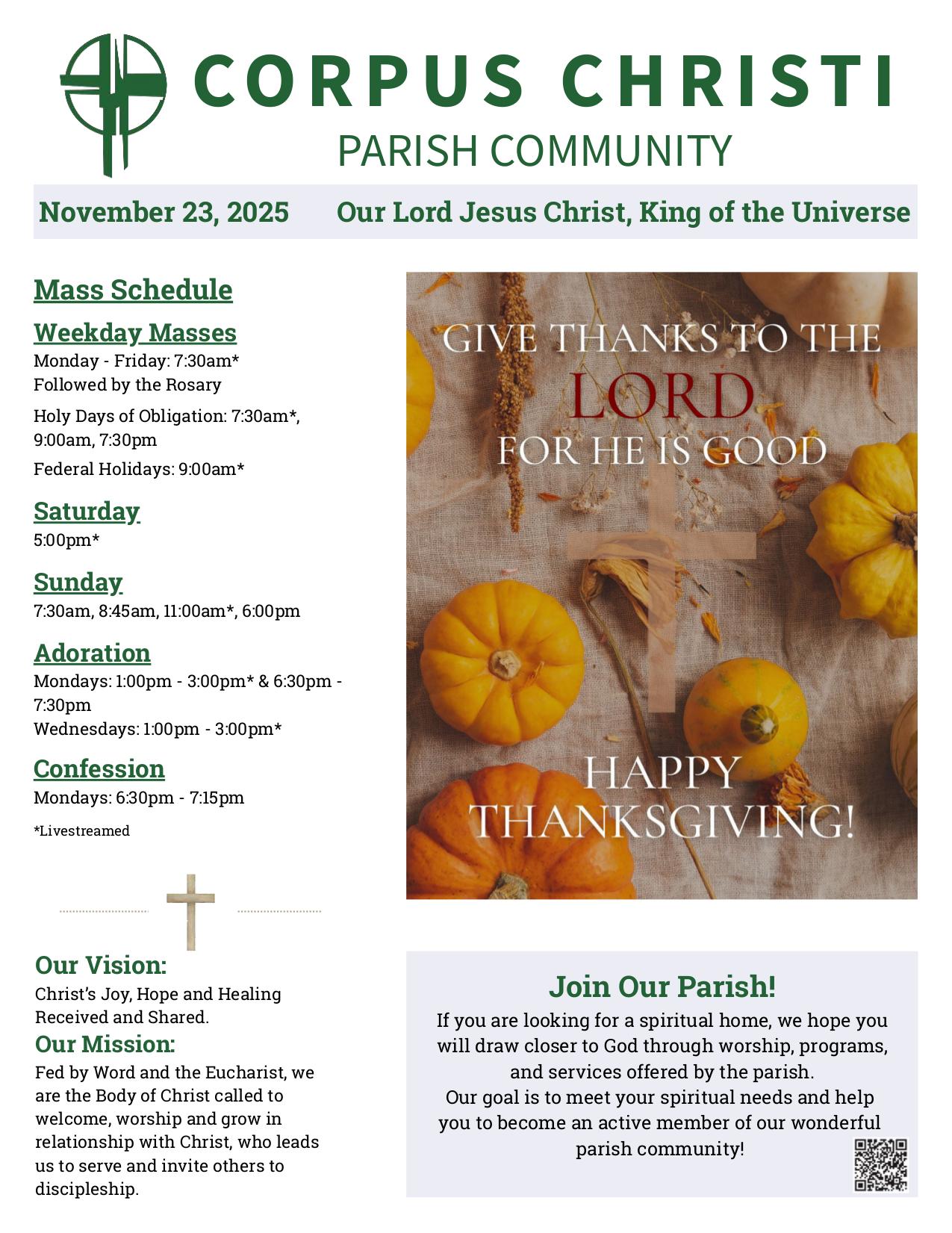 november 23, 2025 Bulletin