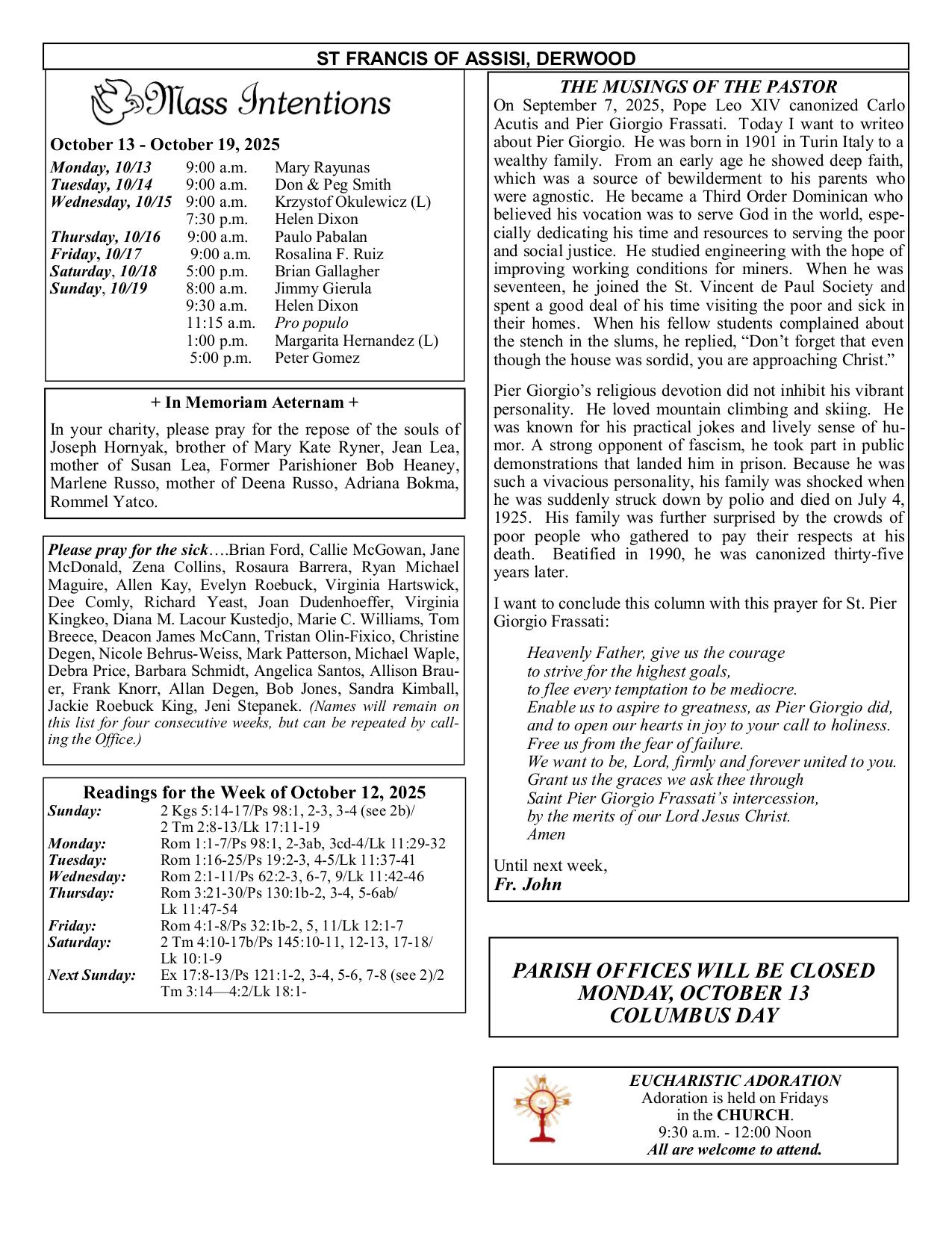 october 12, 2025 Bulletin