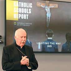 The diocese releases its 2025 Catholic Schools Report at a news conference.