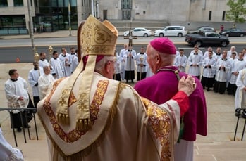 The faithful gathered for Solemn Vespers and to pray for Bishop Eckman.