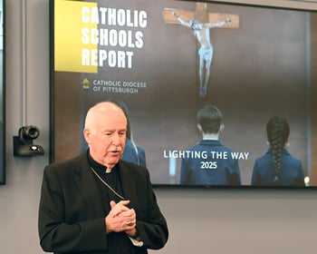 The diocese releases its 2025 Catholic Schools Report at a news conference.