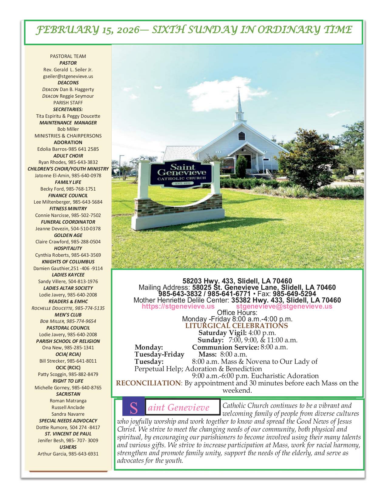 february 15, 2026 Bulletin