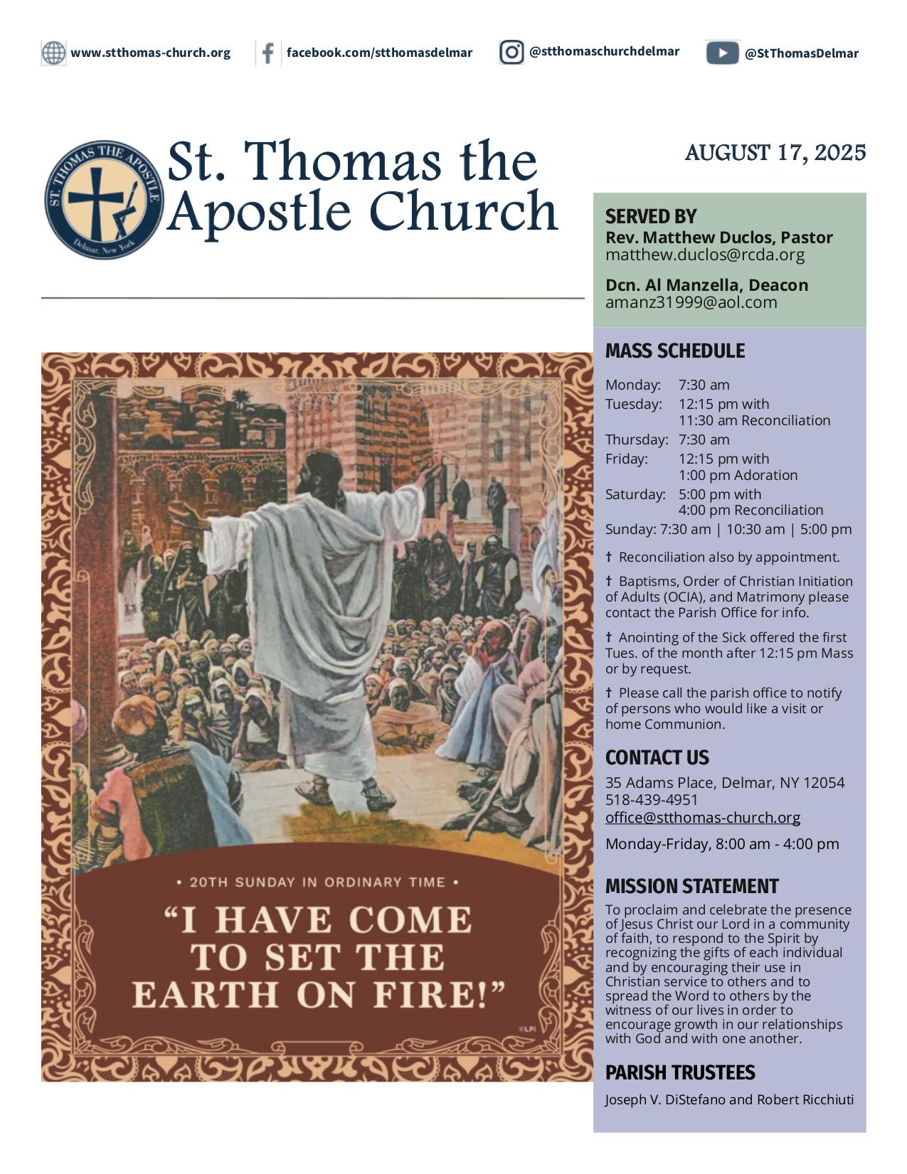 august 17, 2025 Bulletin