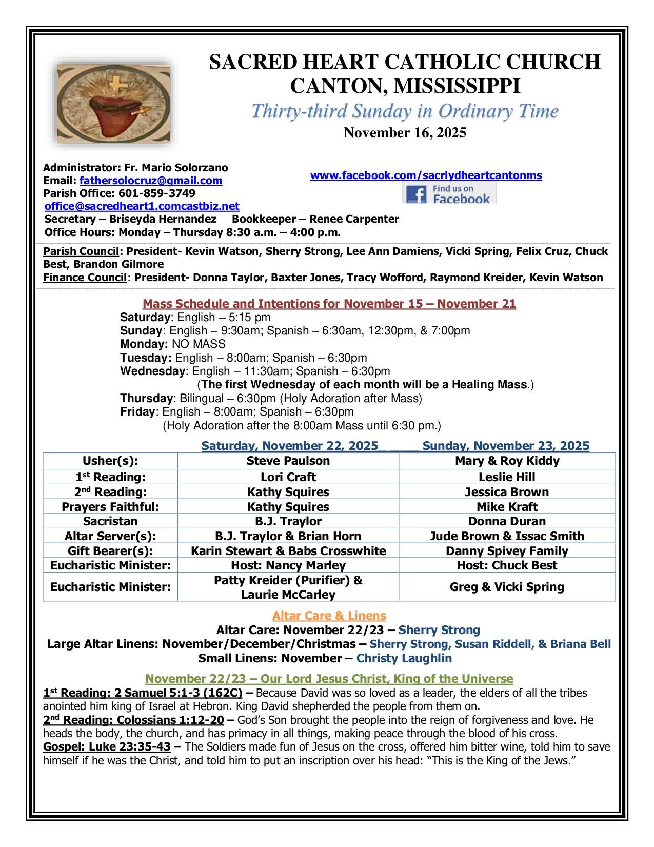 november 16, 2025 Bulletin