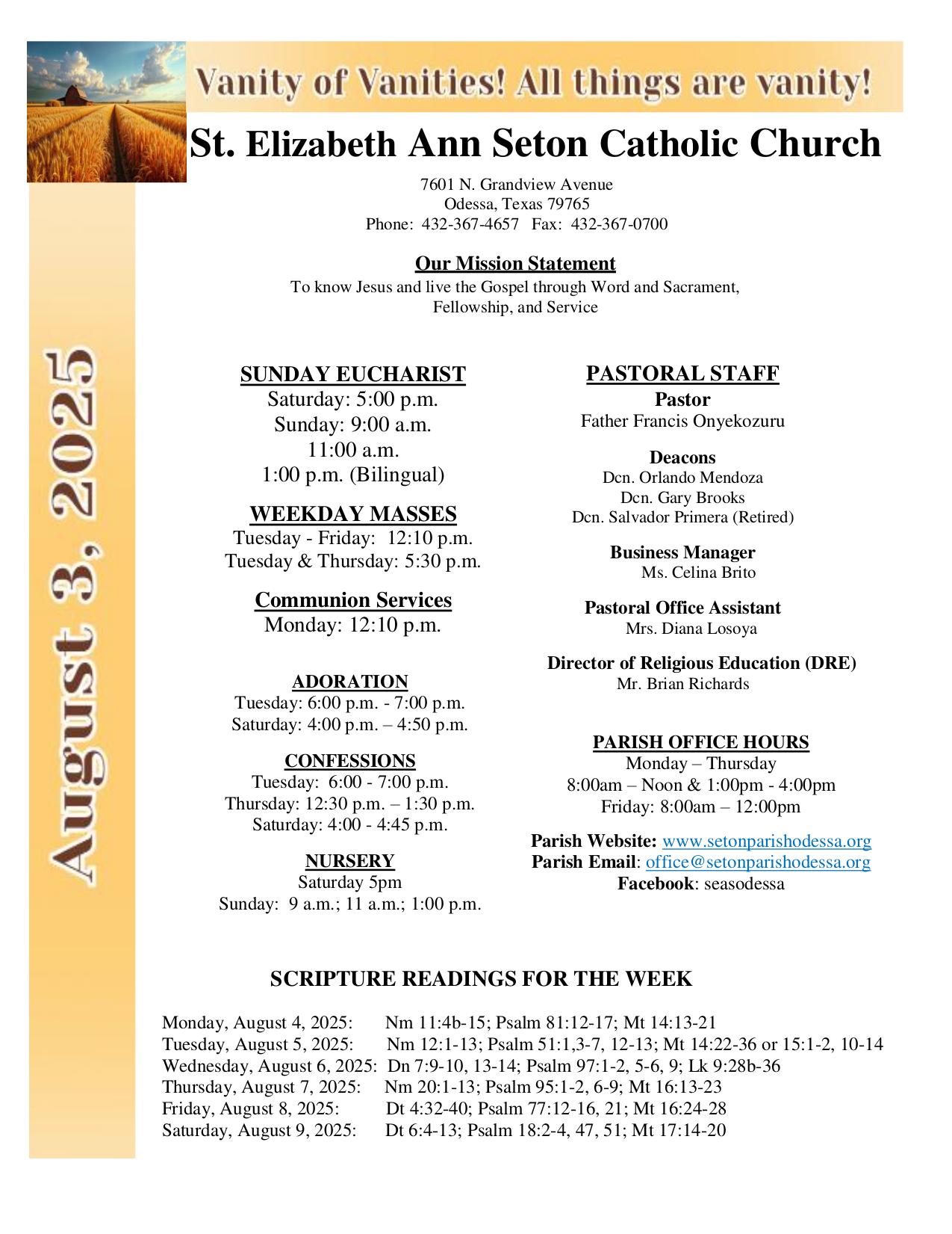 august 3, 2025 Bulletin