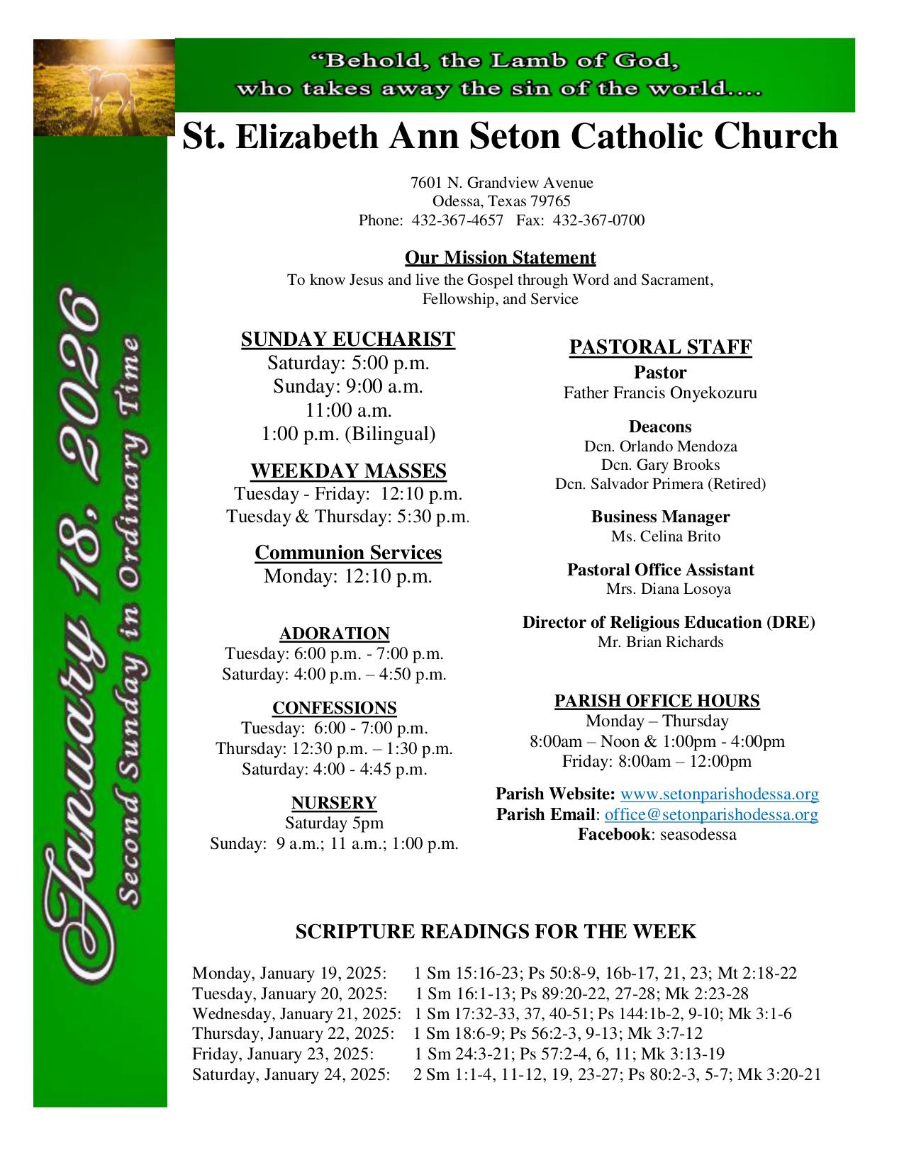 january 18, 2026 Bulletin