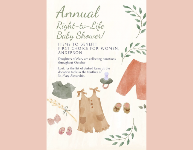 Collecting Items for the Annual Right-to-Life Baby Shower