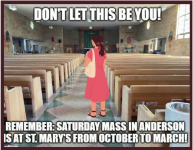Saturday Mass Moves to St. Mary Anderson