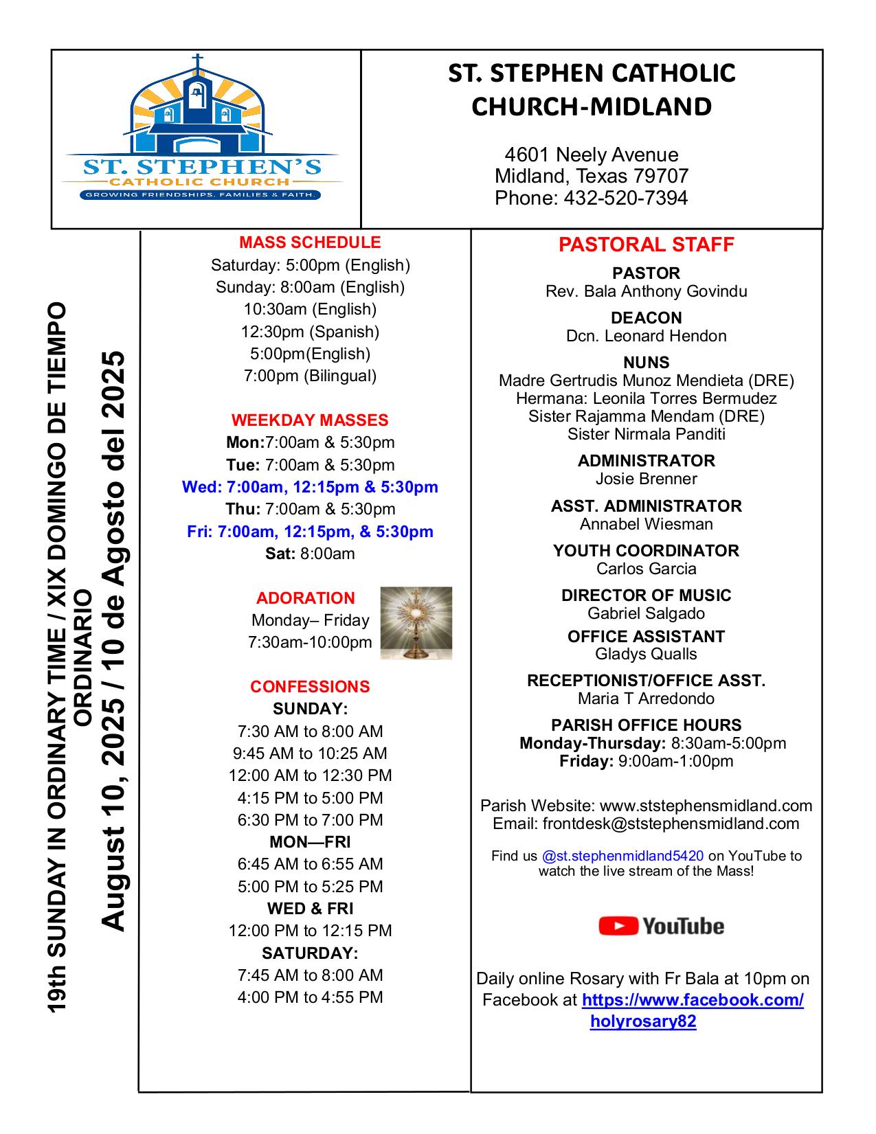 august 10, 2025 Bulletin