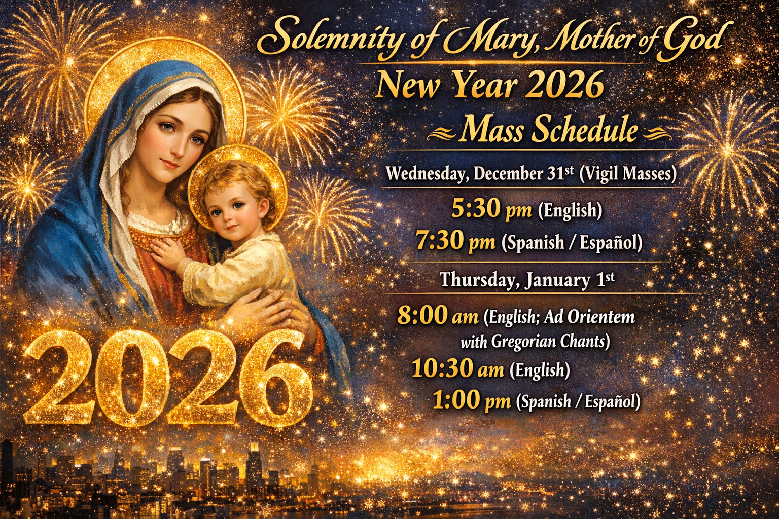 New Year Mass Times 2026