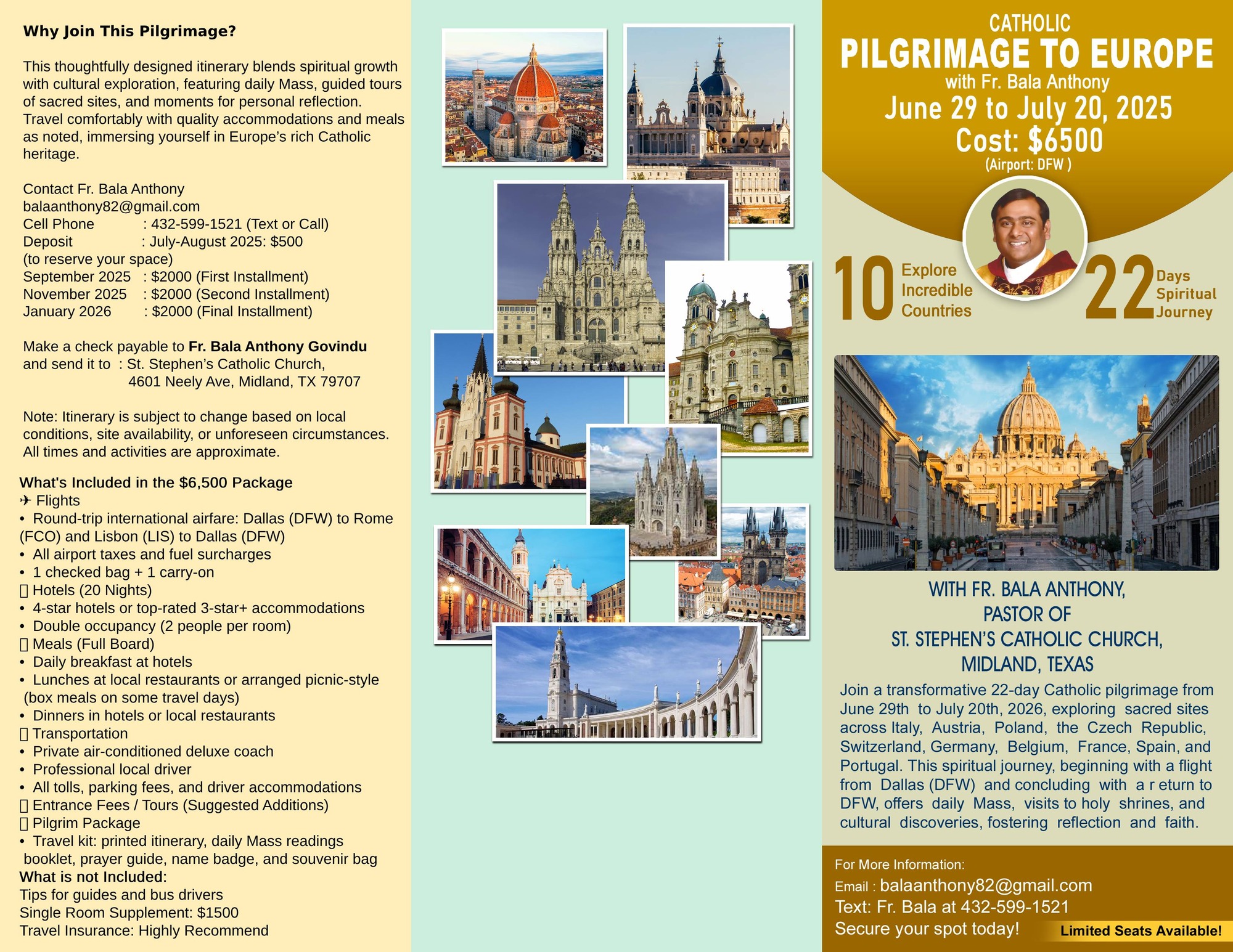 Pilgrimage to Europe with Fr. Bala Anthony
