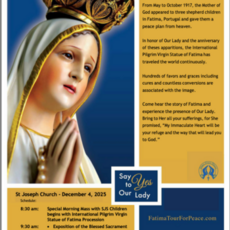 The World Apostolate of Fatima's U.S. Tour for Peace coming to our parish!