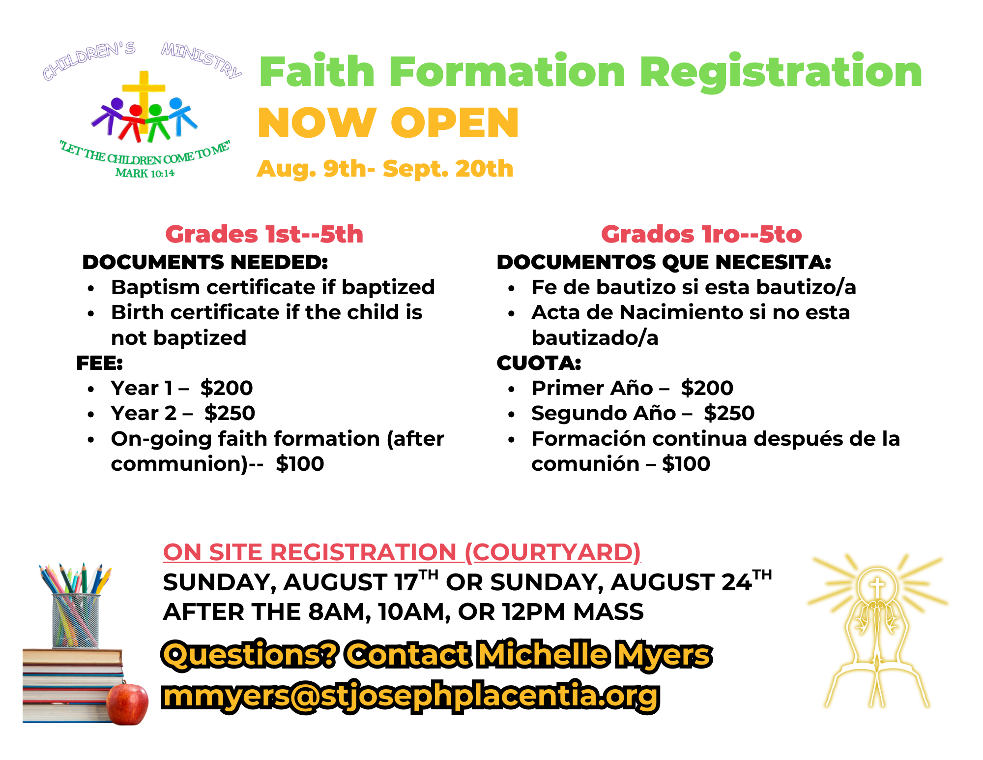 Faith Formation Registration / Inscripción de Formación en la Fe