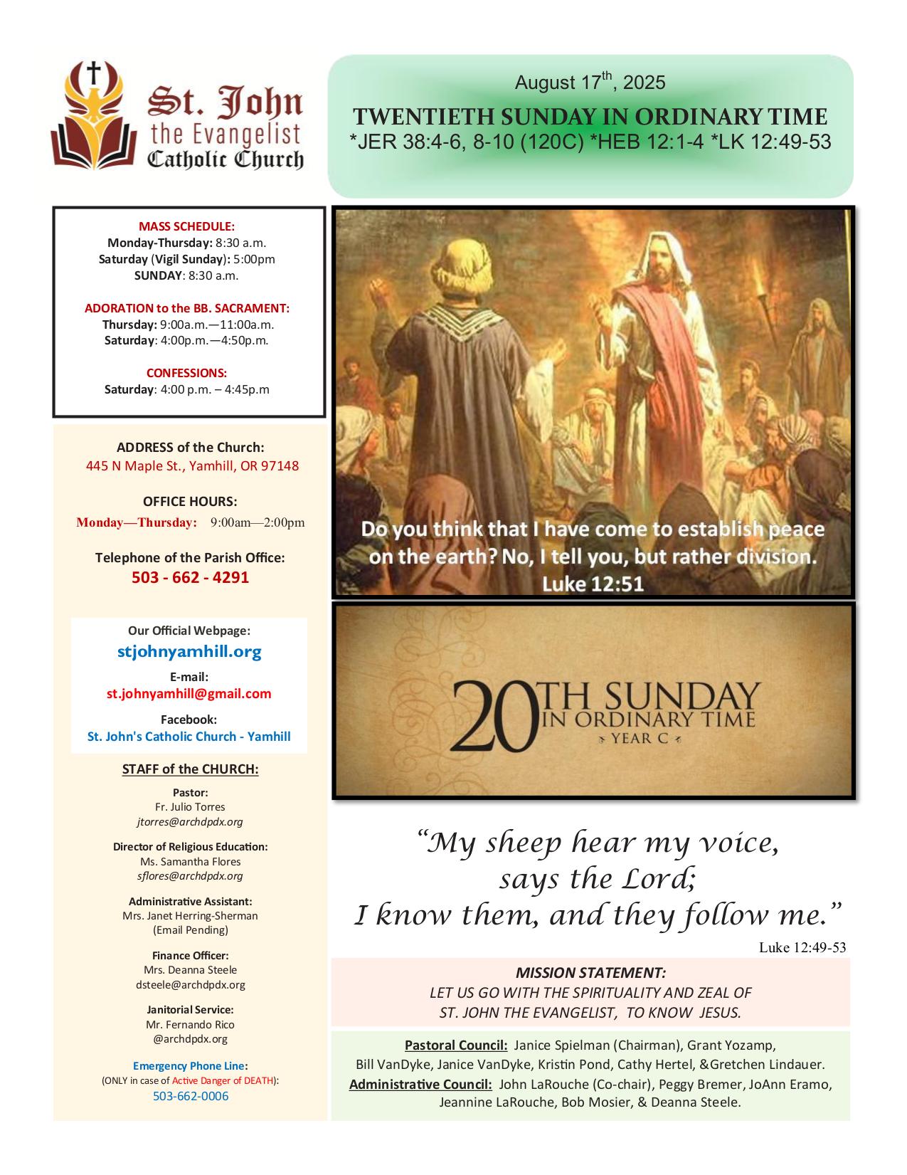 august 17, 2025 Bulletin