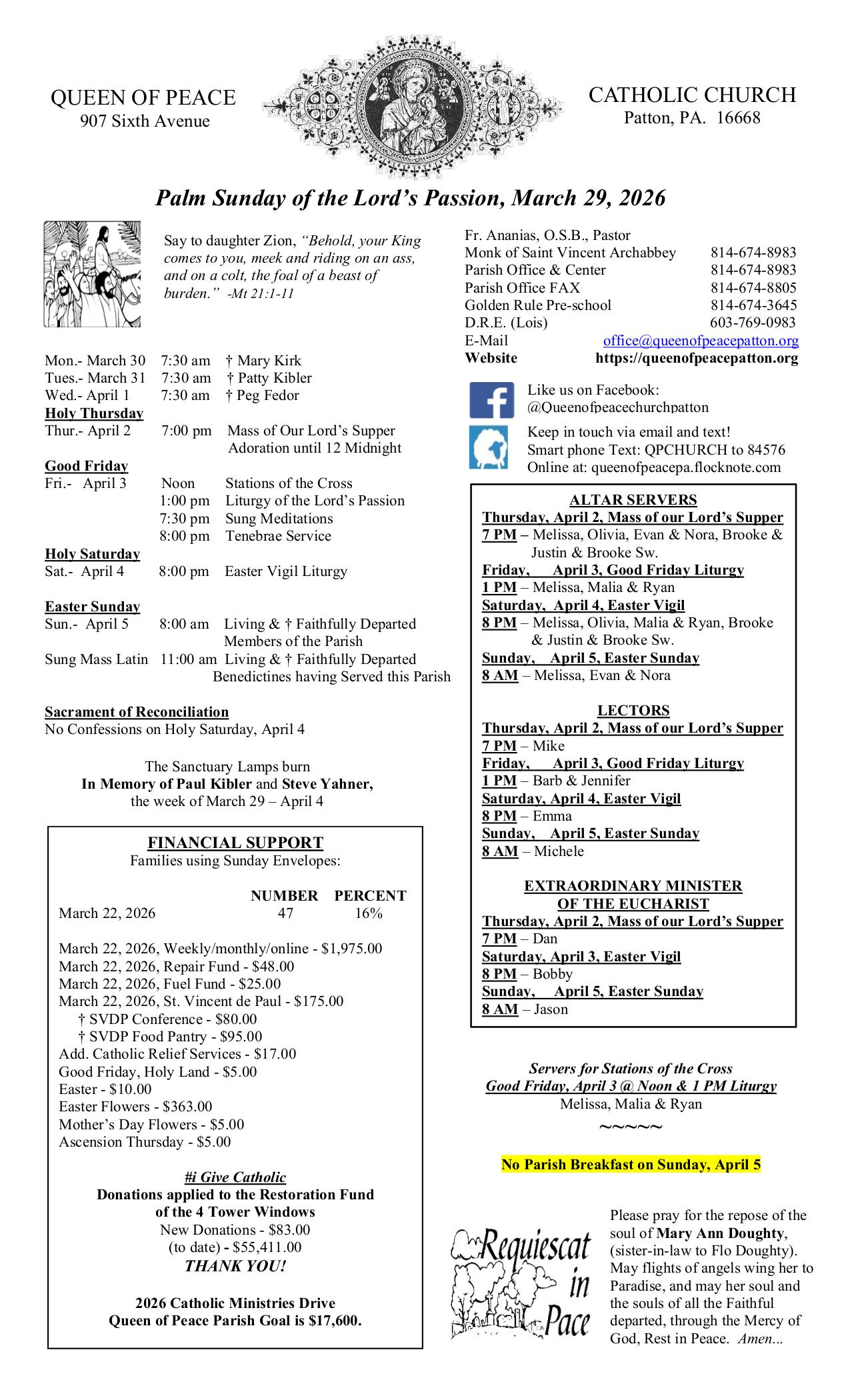 march 29, 2026 Bulletin