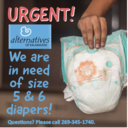 September 29: Alternatives of Kalamazoo Needs Size 5 and 6 Diapers!
