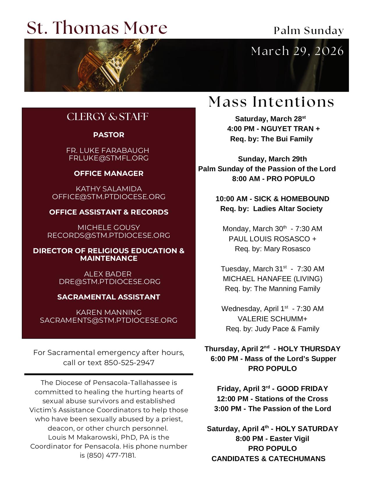 march 29, 2026 Bulletin