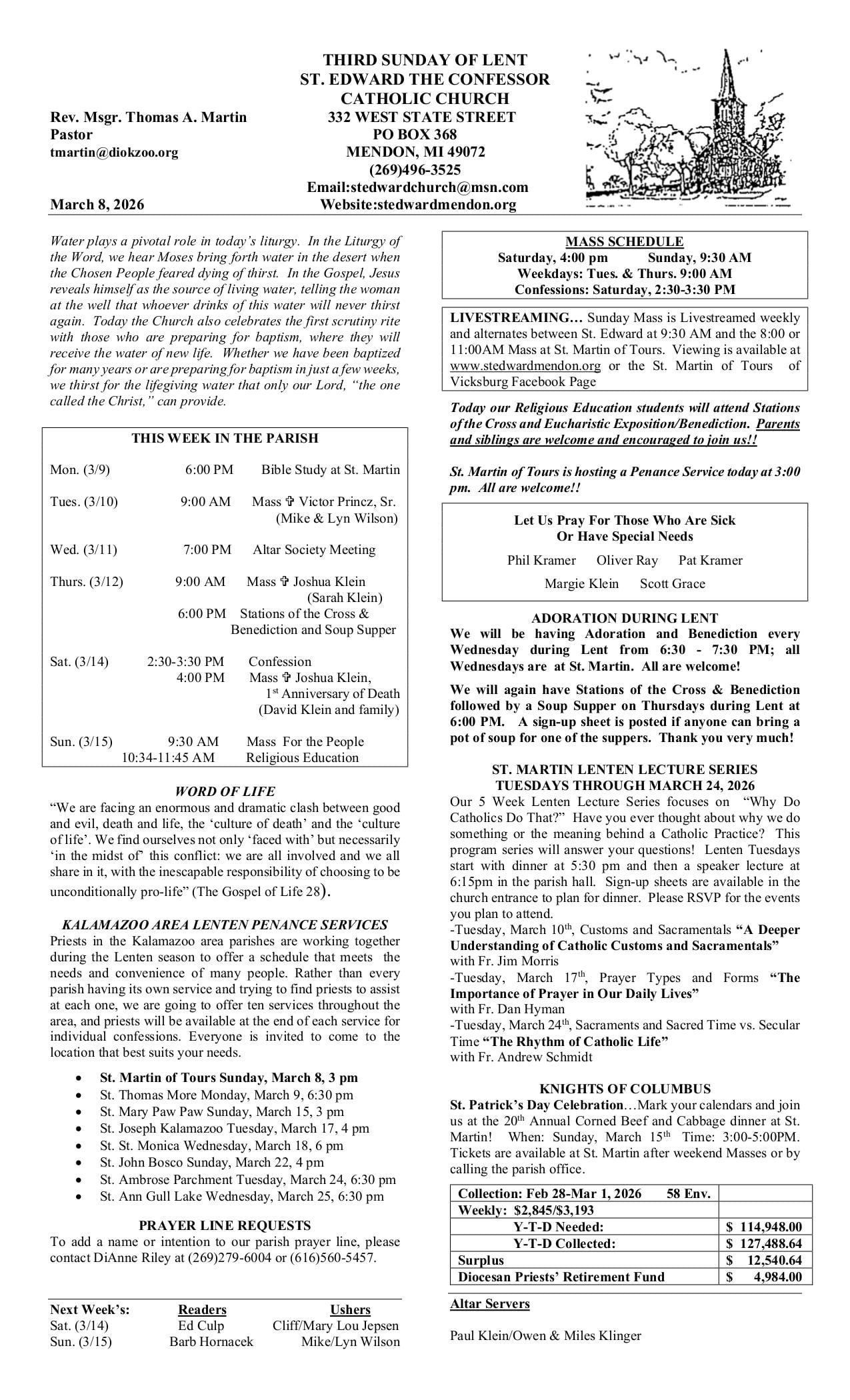 march 8, 2026 Bulletin