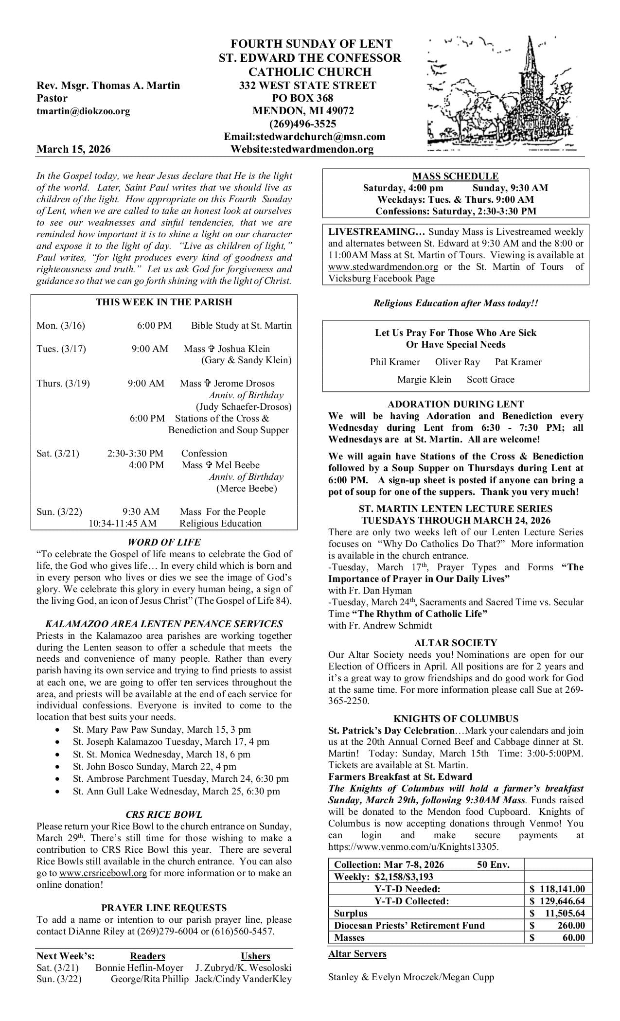 march 15, 2026 Bulletin