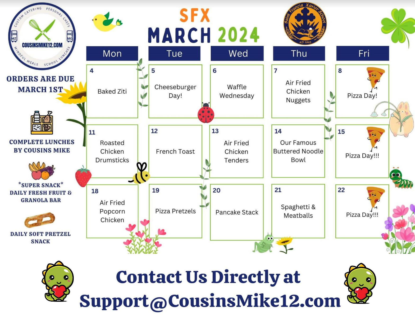 Lunch Menu St. Francis Xavier School Philadelphia, PA