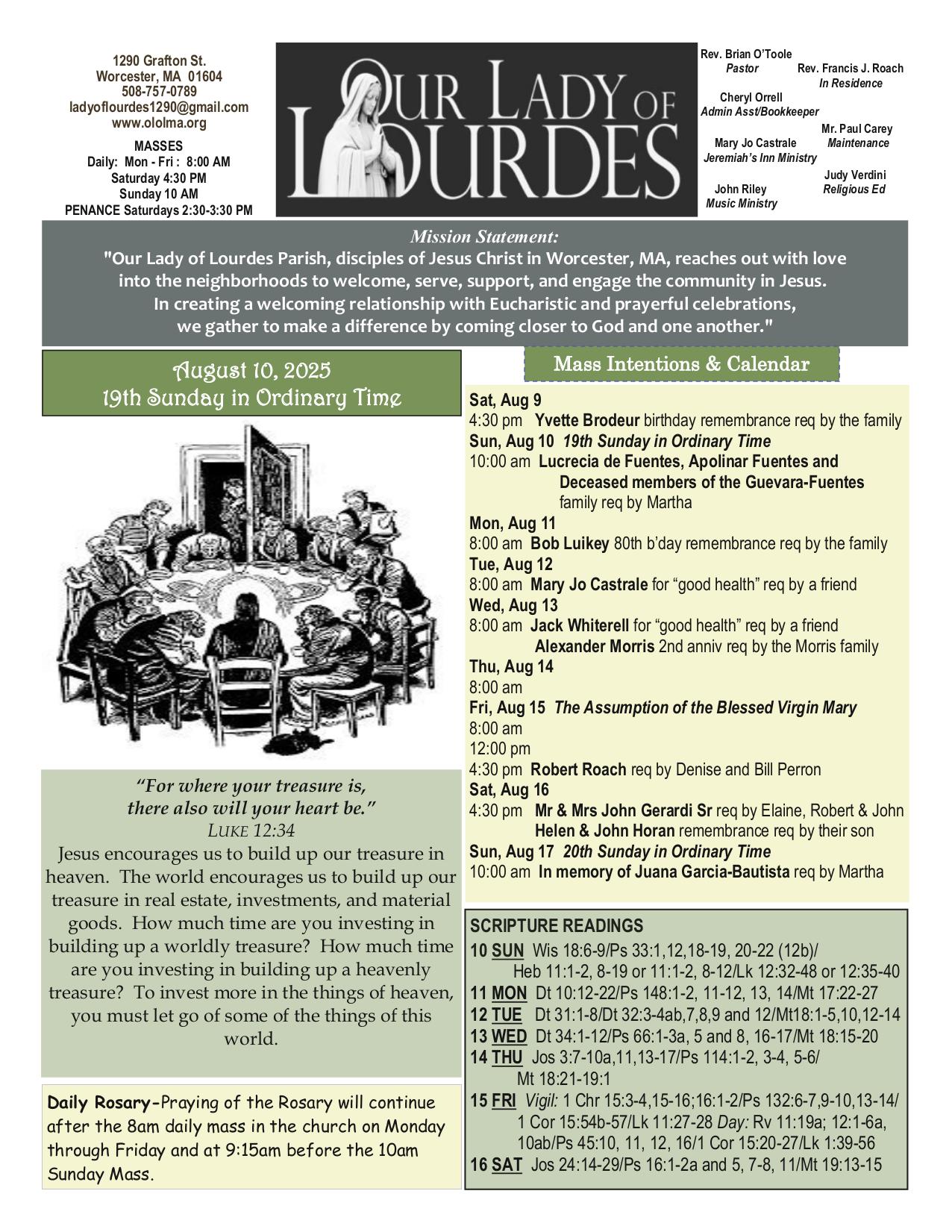 august 10, 2025 Bulletin