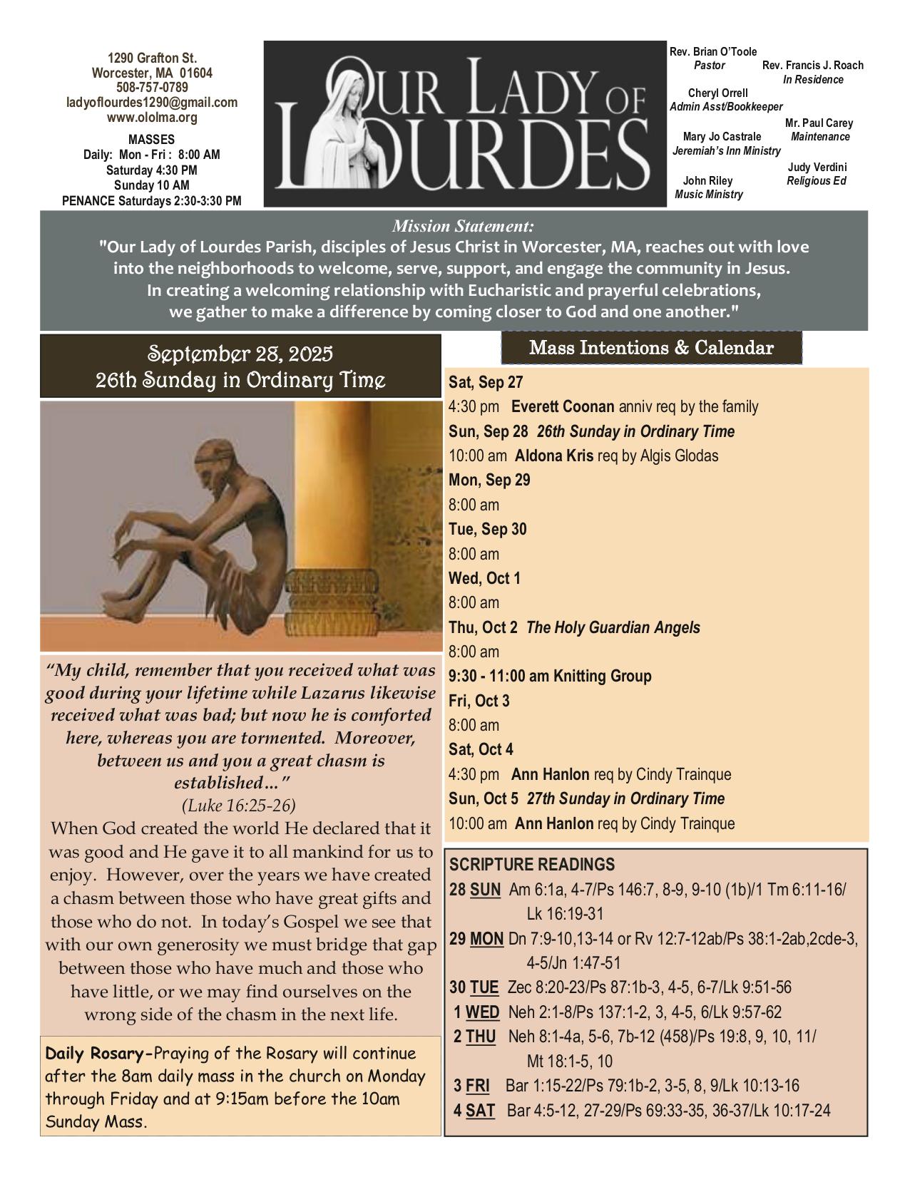 september 28, 2025 Bulletin