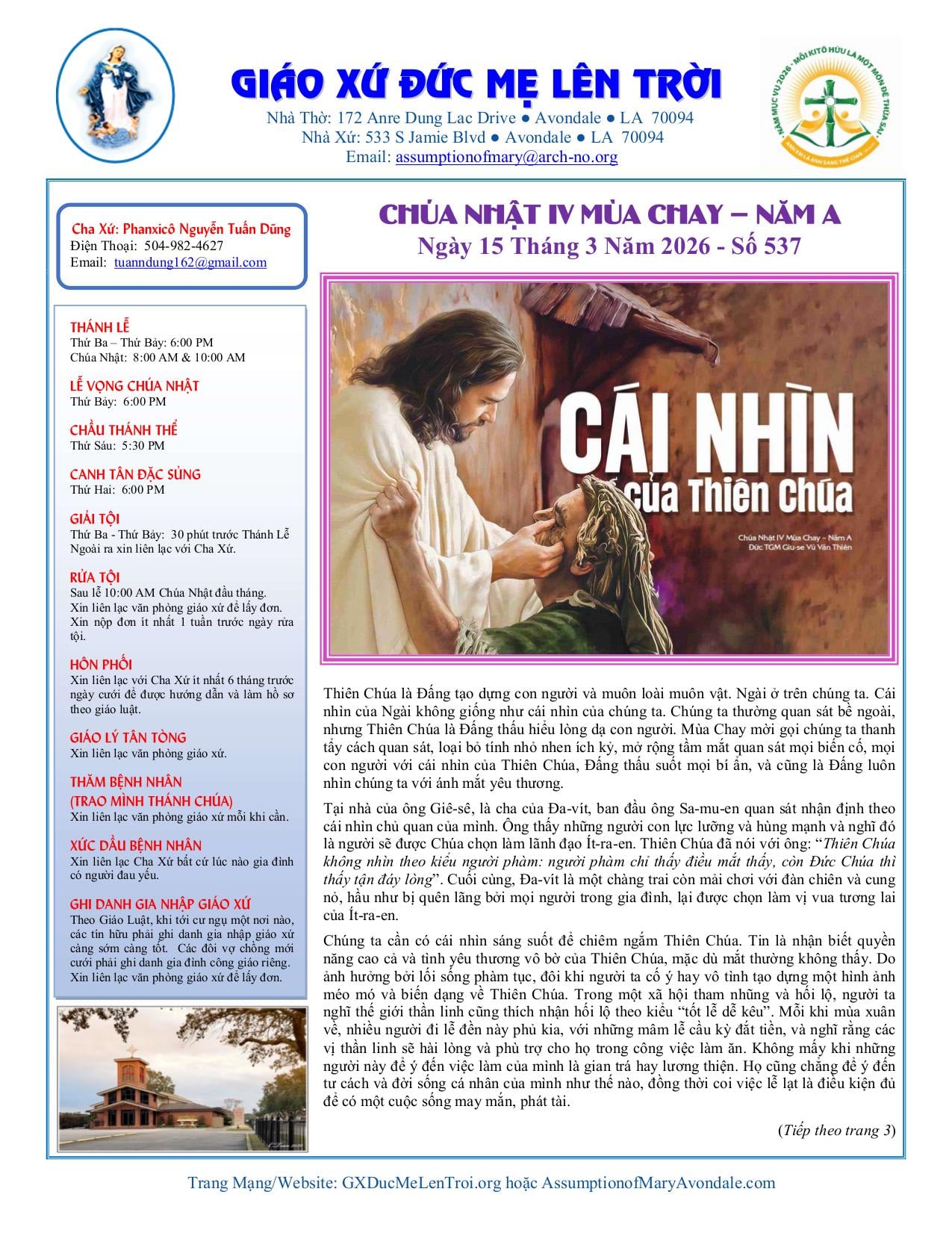 march 15, 2026 Bulletin