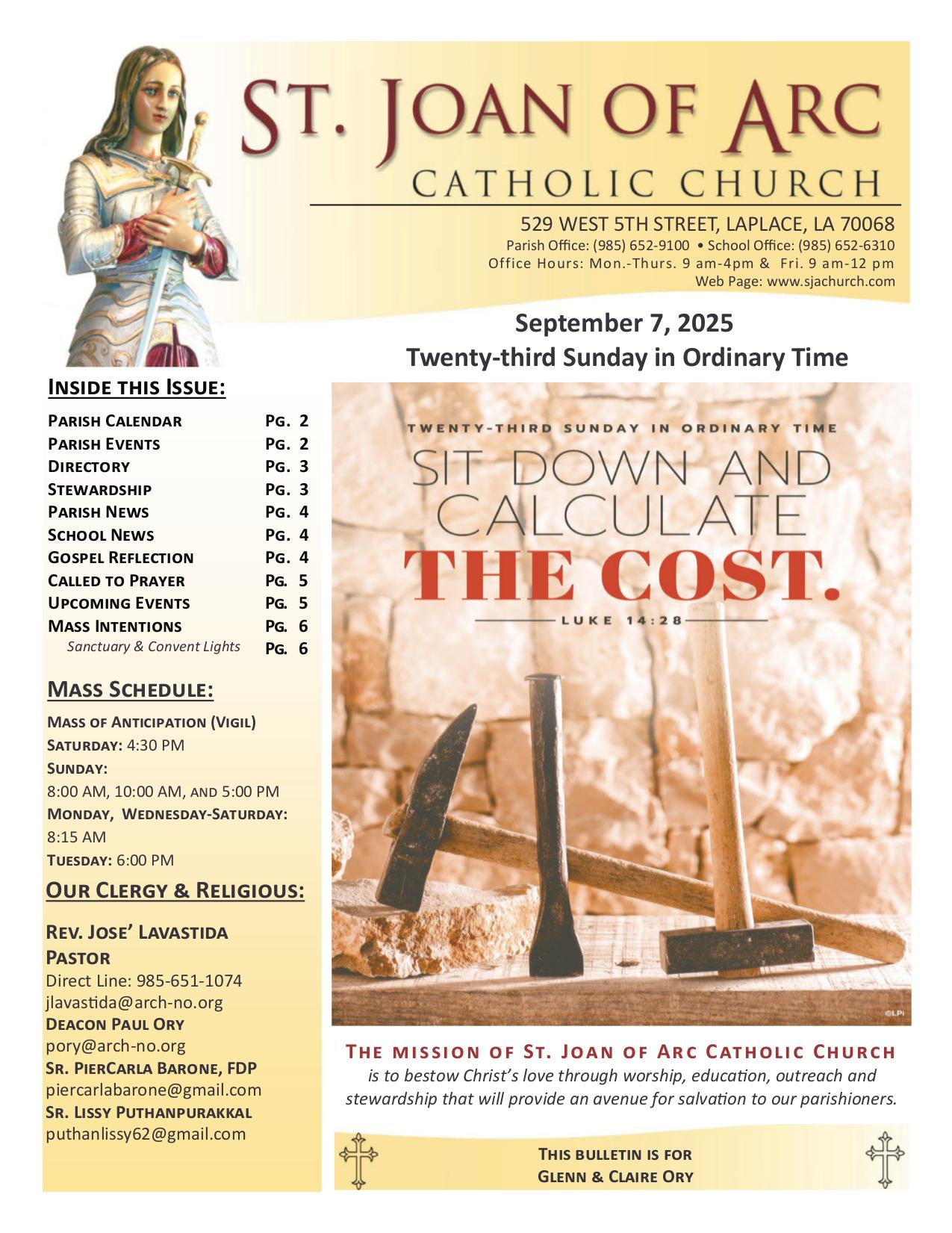 september 7, 2025 Bulletin