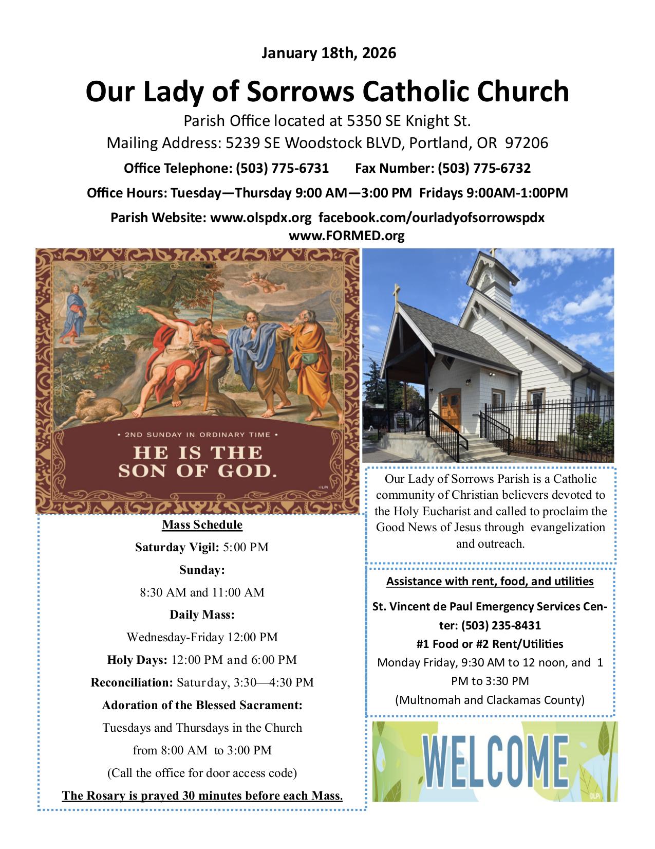 january 18, 2026 Bulletin