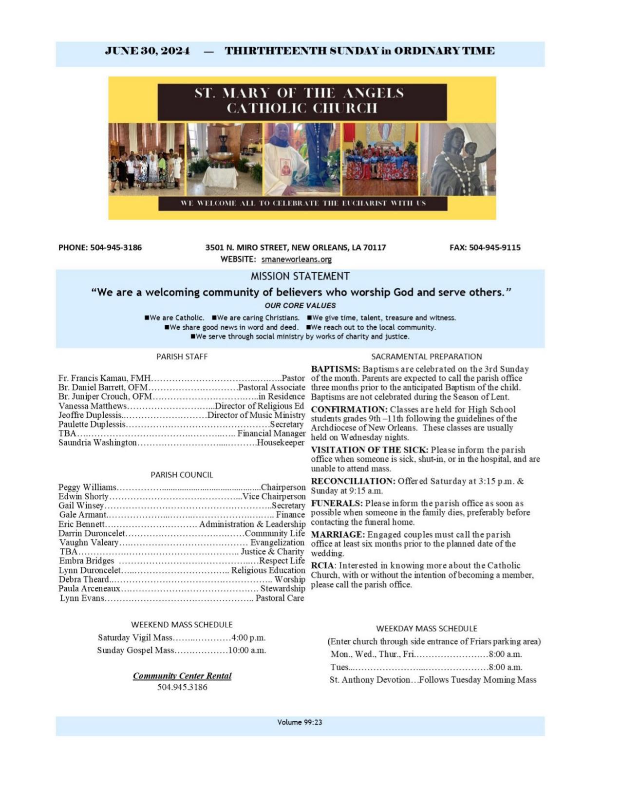 june 30, 2024 Bulletin