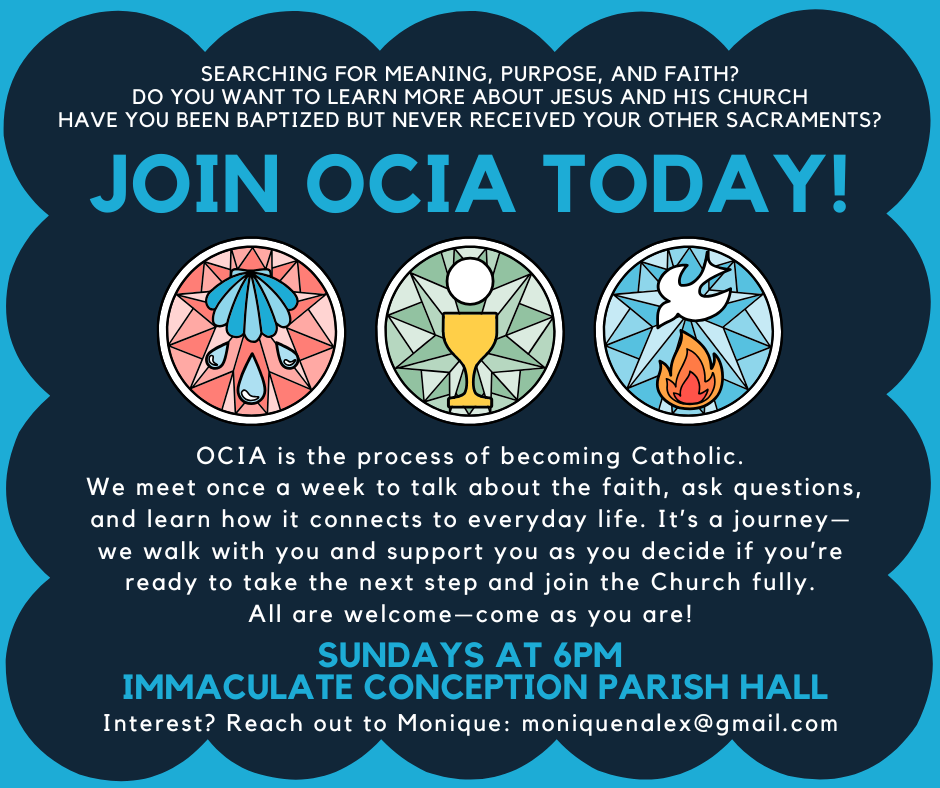 Are you searching for meaning, purpose and faith....? Join OCIA....