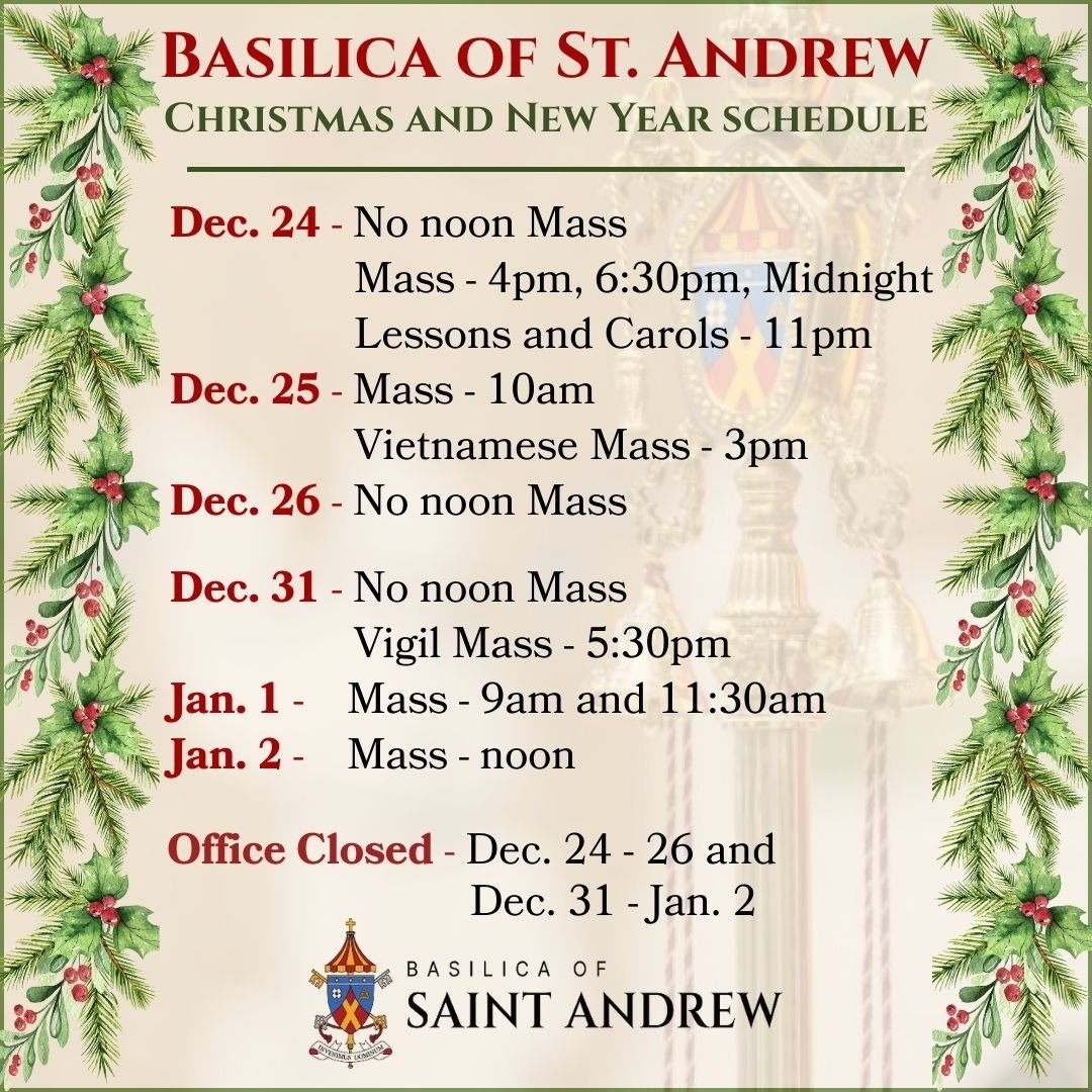Christmas and New Year Schedule