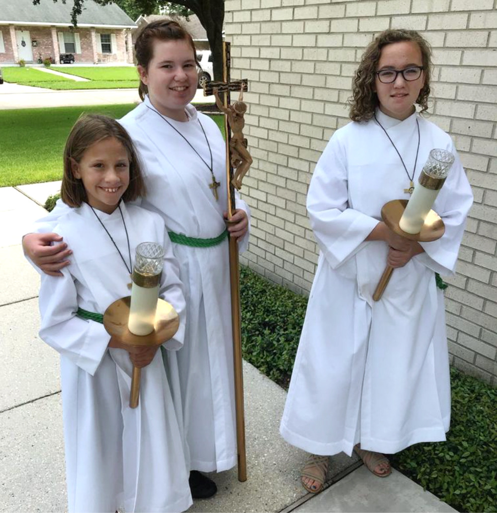 3 Girl Smiling St. Cletus Church Altar Servers