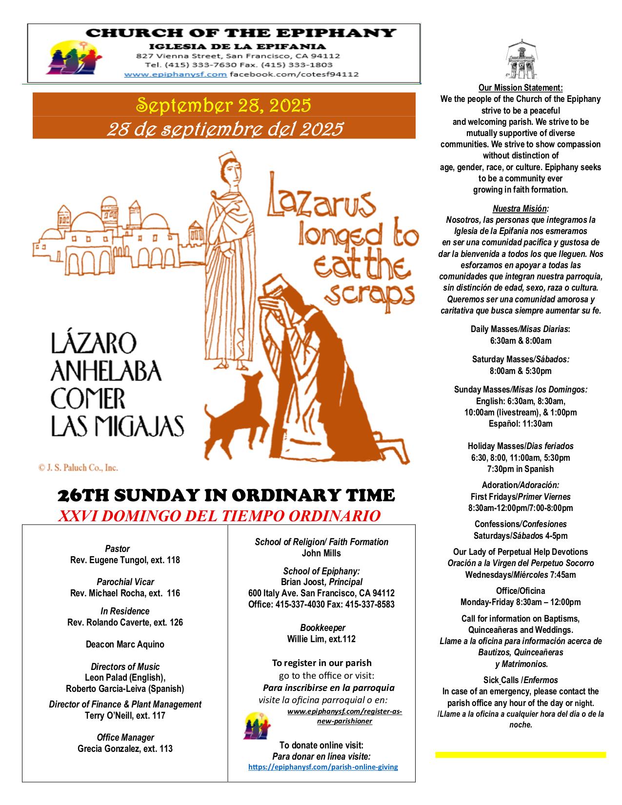 september 28, 2025 Bulletin