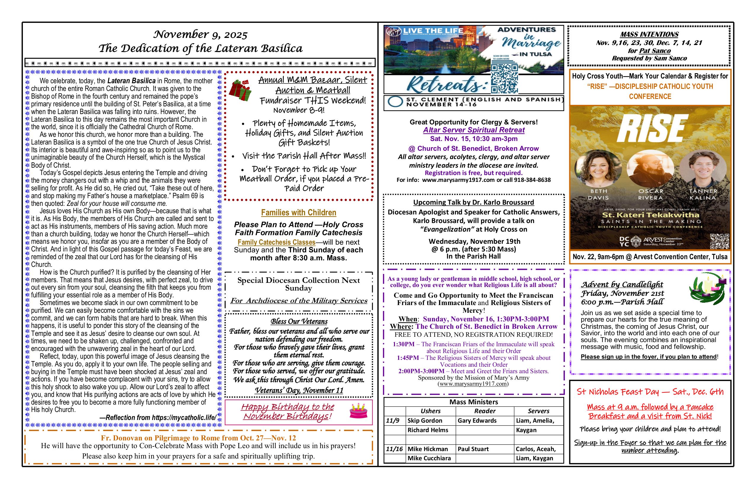 november 9, 2025 Bulletin