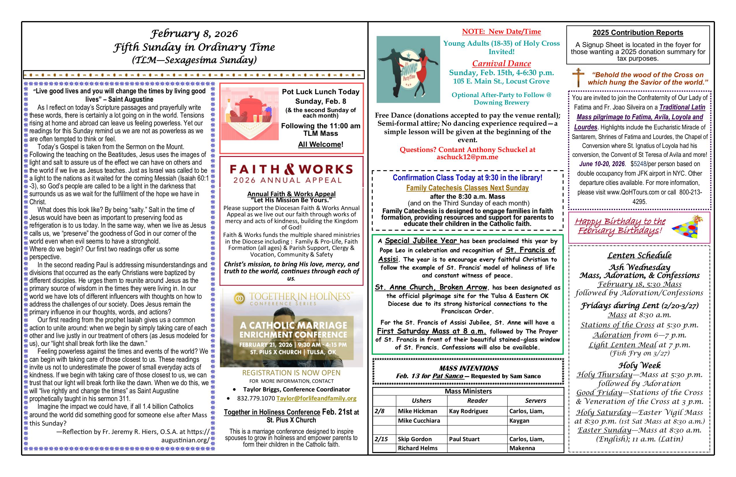 february 8, 2026 Bulletin